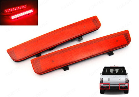 2x LED Bumper Reflector Red lens Tail Brake Light Red Land Rover L322 Range Rover LR2