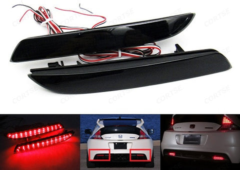 2x LED Bumper Reflector Black Smoked lens Tail Brake Light lamp Red Honda CR-V CR-Z Insight