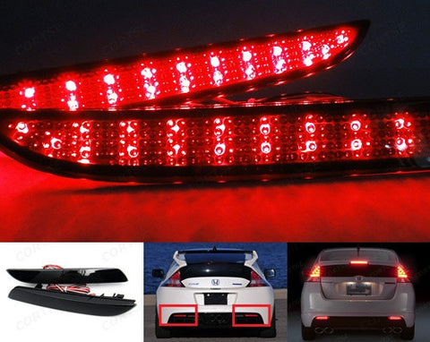 2x LED Bumper Reflector Black Smoked lens Tail Brake Light lamp Red Honda CR-V CR-Z Insight
