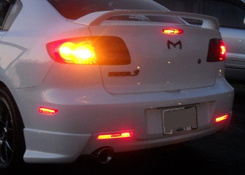 2x LED Bumper Reflector Clear lens Tail Brake Light Red Backup lamp White 04-09 Mazda3 Mazdaspeed3