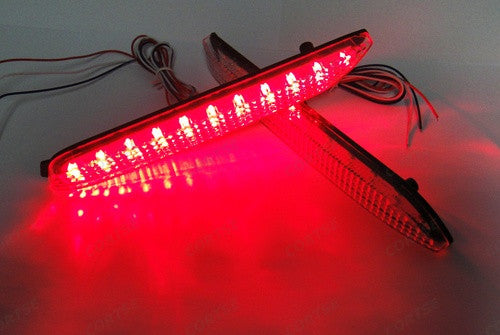 2 pieces of LED Bumper Reflector Clear lens Tail Brake Light lamp Red Alphard 08+