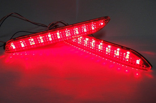 2 pieces of LED Bumper Reflector Clear lens Tail Brake Light lamp Red Alphard 08+