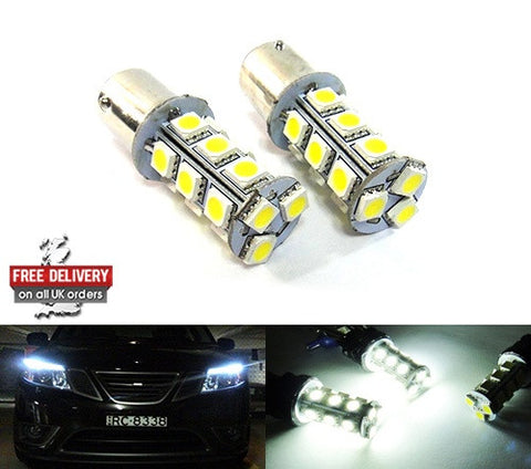 2 pieces of 18 high power SMD LED 566 BAZ15d 7225 P21/4W Light bulb white