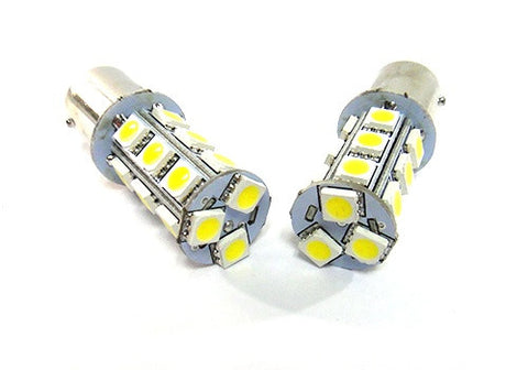 2 pieces of 18 high power SMD LED 566 BAZ15d 7225 P21/4W Light bulb white