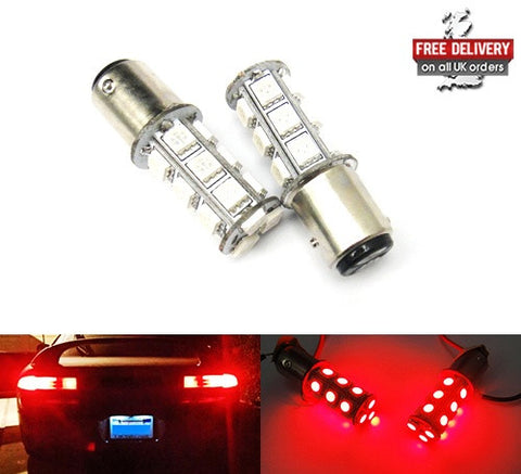 2 pieces of 18 high power SMD LED 566 BAZ15d 7225 P21/4W Light bulb red