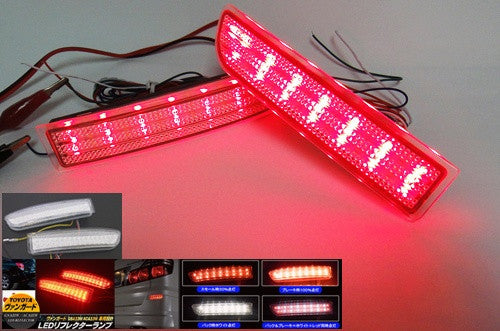 2x LED Bumper Reflector Red lens Tail Brake Light Red Backup lamp White Alphard Estima
