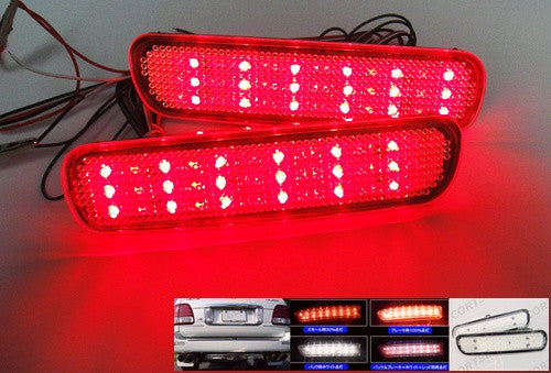 2x LED Bumper Reflector Clear lens Tail Brake Light Red Backup lamp White 98-07 LX470 Land Cruiser