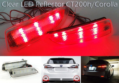 2x LED Bumper Reflector Clear lens Tail Brake Light Red Backup lamp White 2011+ CT200h Corolla