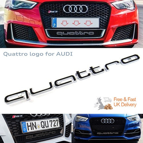 Audi Quattro RS6 Style Logo Badge Grille Emblem Chrome