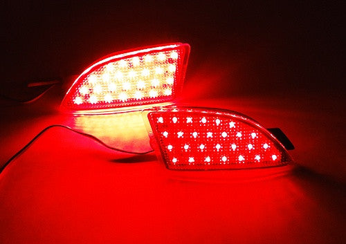 2x LED Bumper Reflector Assembly Red lens Tail Brake Light Red 2014-up Axela Mazda 3 Hatchback 5D