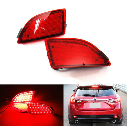 2x LED Bumper Reflector Assembly Red lens Tail Brake Light Red 2014-up Axela Mazda 3 Hatchback 5D