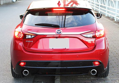 2x LED Bumper Reflector Assembly Red lens Tail Brake Light Red 2014-up Axela Mazda 3 Hatchback 5D