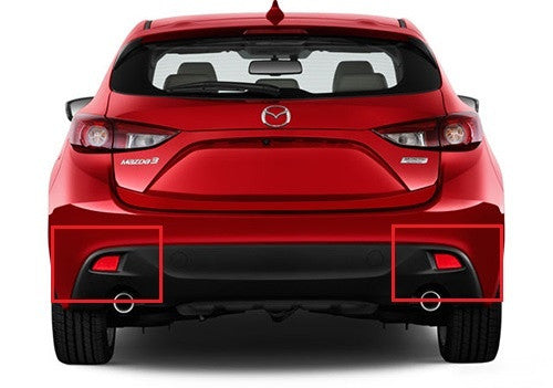 2x LED Bumper Reflector Assembly Red lens Tail Brake Light Red 2014-up Axela Mazda 3 Hatchback 5D
