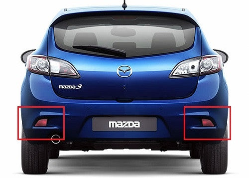 2x LED Bumper Reflector Assembly Red lens Tail Brake Light Red 2014-up Axela Mazda 3 Hatchback 5D