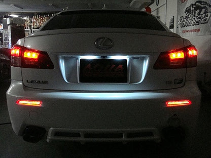 2x LED Bumper Reflector Black Smoked lens Tail Brake Light Red For Toyota / Lexus
