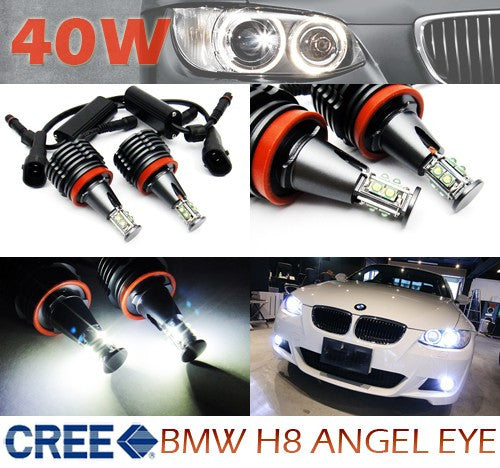 BMW Xenon white H8 40W CREE XP-E LED Angel Eyes / Halo Ring