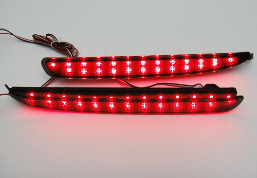 2x LED Bumper Reflector Black Smoked lens Tail Brake Light lamp Red 03-08 Mazda6 Mazda 6