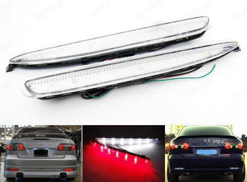 2x LED Bumper Reflector Clear lens Tail Brake Light Red Backup lamp White 03-08 Mazda6 Mazda 6