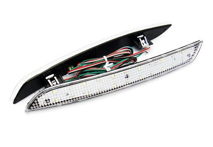 2x LED Bumper Reflector Clear lens Tail Brake Light Red Backup lamp White 2010+ BMW 5-series F10 F18