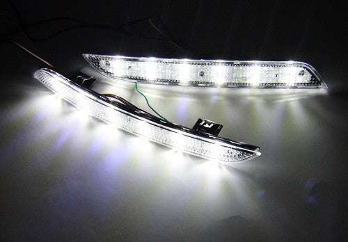 2x LED Bumper Reflector Clear lens Tail Brake Light Red Backup lamp White 2010+ BMW 5-series F10 F18