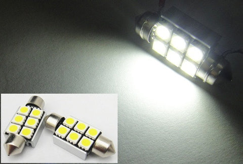 2 pieces of Error Free high power 6 SMD LED 37mm C5W 6418 Festoon bulb white