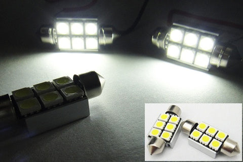 2 pieces of Error Free high power 6 SMD LED 37mm C5W 6418 Festoon bulb white