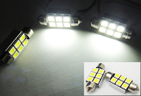 2 pieces of Error Free high power 6 SMD LED 37mm C5W 6418 Festoon bulb white