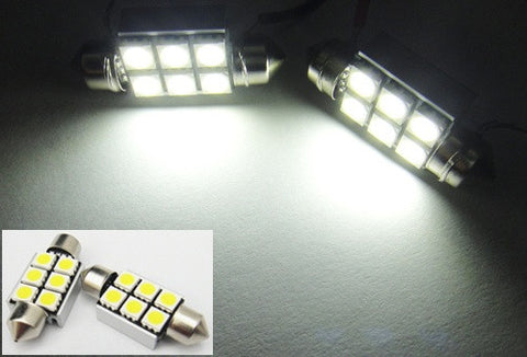 2 pieces of Error Free high power 6 SMD LED 37mm C5W 6418 Festoon bulb white