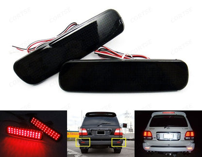 2x LED Bumper Reflector Black Smoked lens Tail Brake Light lamp Red 98-07 LX470 Land Cruiser