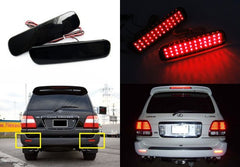 2x LED Bumper Reflector Black Smoked lens Tail Brake Light lamp Red 98-07 LX470 Land Cruiser