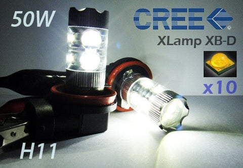2 pieces of H11 H8 10X CREE XB-D LED Projector Light bulb 50W white