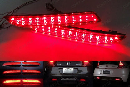 2x LED Bumper Reflector Red lens Tail Brake Light lamp Red Honda type I