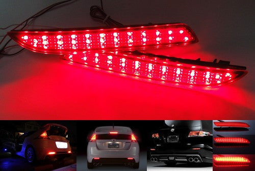 2x LED Bumper Reflector Red lens Tail Brake Light lamp Red Honda type I