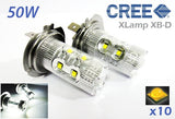 2 pieces of H7 (499) 10x CREE XB-D LED Projector Light bulb 50W white