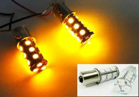 2 pieces of 18 High Power SMD LED 382 (P21W) 1156 7506 BA15s Light bulb amber