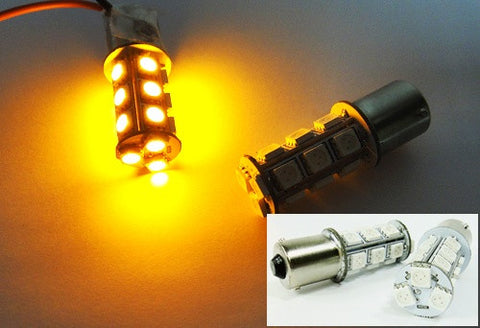 2 pieces of 18 High Power SMD LED 382 (P21W) 1156 7506 BA15s Light bulb amber