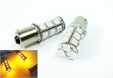 2 pieces of 18 High Power SMD LED 382 (P21W) 1156 7506 BA15s Light bulb amber