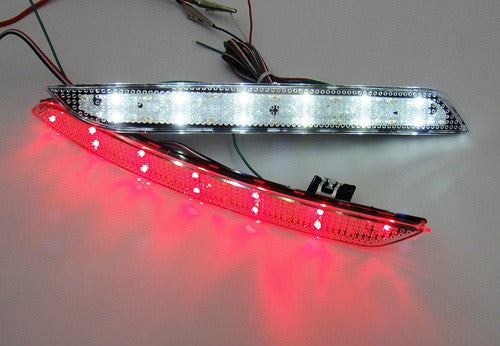 2x LED Bumper Reflector Clear lens Tail Brake Light Red Backup lamp White 2012+ BMW 3-series F30 F31 F35