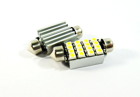 2 pieces of Error Free 16 SMD LED 37mm C5W 272 6418 Festoon bulb white