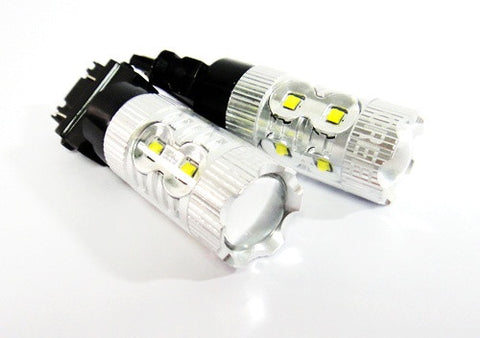 2x 3156 P27W 3157 3057 P27/7W 10X CREE XB-D LED Projector Light bulb 50W white