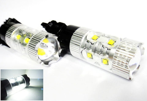 2x 3156 P27W 3157 3057 P27/7W 10X CREE XB-D LED Projector Light bulb 50W white