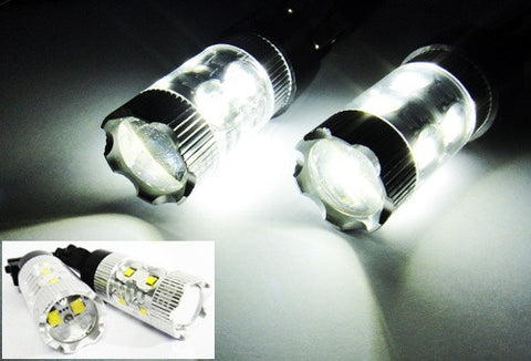 2x 3156 P27W 3157 3057 P27/7W 10X CREE XB-D LED Projector Light bulb 50W white
