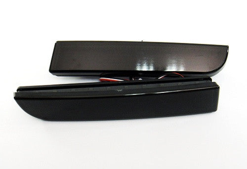 2x LED Bumper Reflector Black Smoked lens Tail Brake Light lamp Red 2008+ Mitsubishi Lancer EVO X
