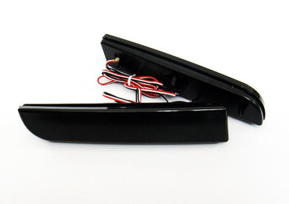 2x LED Bumper Reflector Black Smoked lens Tail Brake Light lamp Red 2008+ Mitsubishi Lancer EVO X
