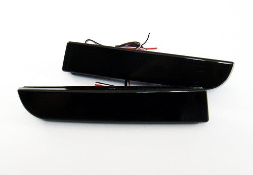 2x LED Bumper Reflector Black Smoked lens Tail Brake Light lamp Red 2008+ Mitsubishi Lancer EVO X