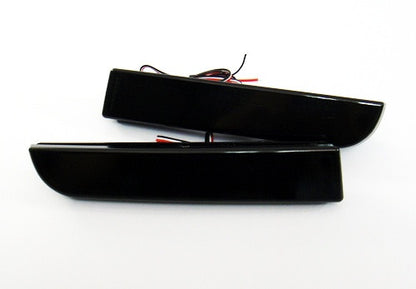 2x LED Bumper Reflector Black Smoked lens Tail Brake Light lamp Red 2008+ Mitsubishi Lancer EVO X