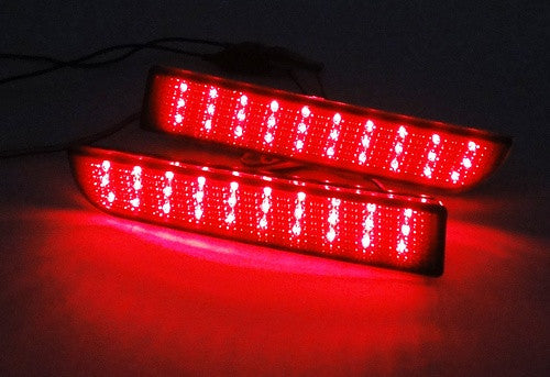 2x LED Bumper Reflector Black Smoked lens Tail Brake Light lamp Red 2008+ Mitsubishi Lancer EVO X