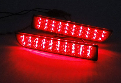 2x LED Bumper Reflector Black Smoked lens Tail Brake Light lamp Red 2008+ Mitsubishi Lancer EVO X