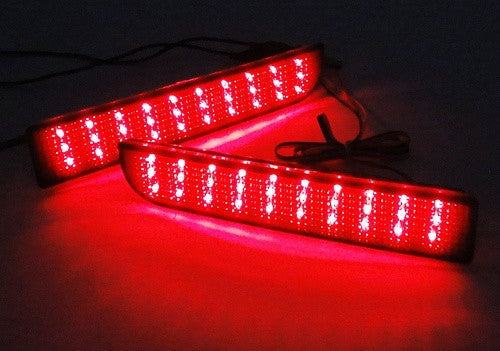 2x LED Bumper Reflector Black Smoked lens Tail Brake Light lamp Red 2008+ Mitsubishi Lancer EVO X