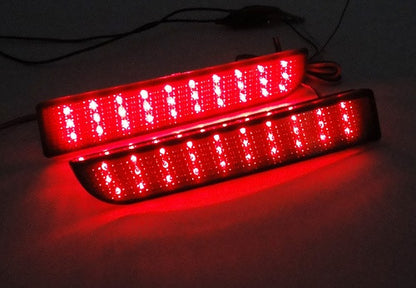 2x LED Bumper Reflector Black Smoked lens Tail Brake Light lamp Red 2008+ Mitsubishi Lancer EVO X